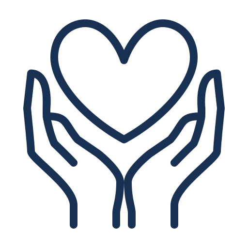 Icon of to hands cupping a dove with its wings spread out